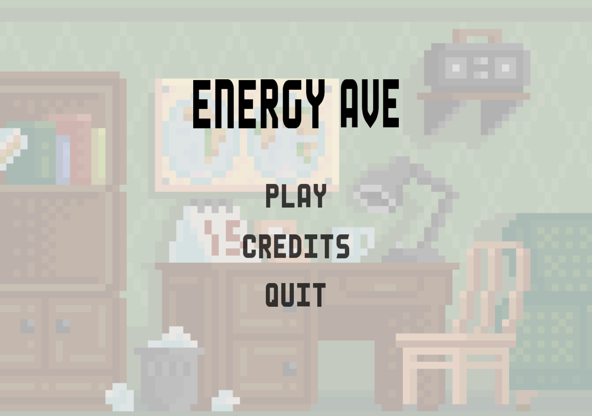 Home screen from the Energy Avenue sustainability education game
